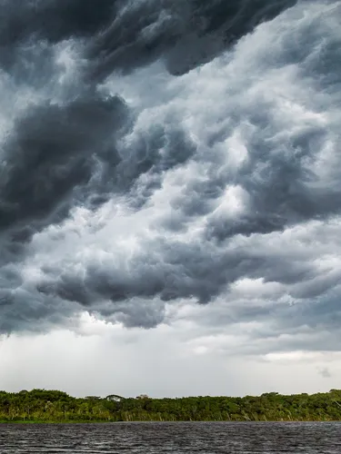 A large storm over a water body