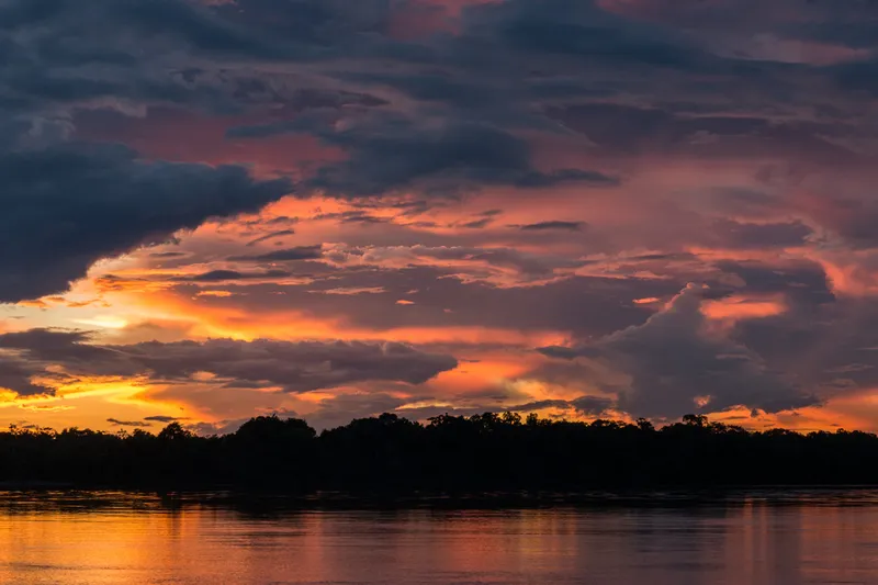Sunset over the Juruena River in Brazil