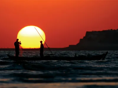 Fishermen at Clifton Beach, Sindh, Karachi, Pakistan
