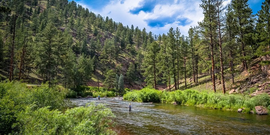 Fly fishing on a mountain river