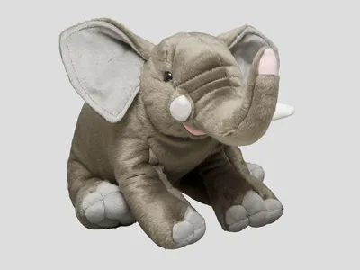 plush of an African Elephant on a gray background