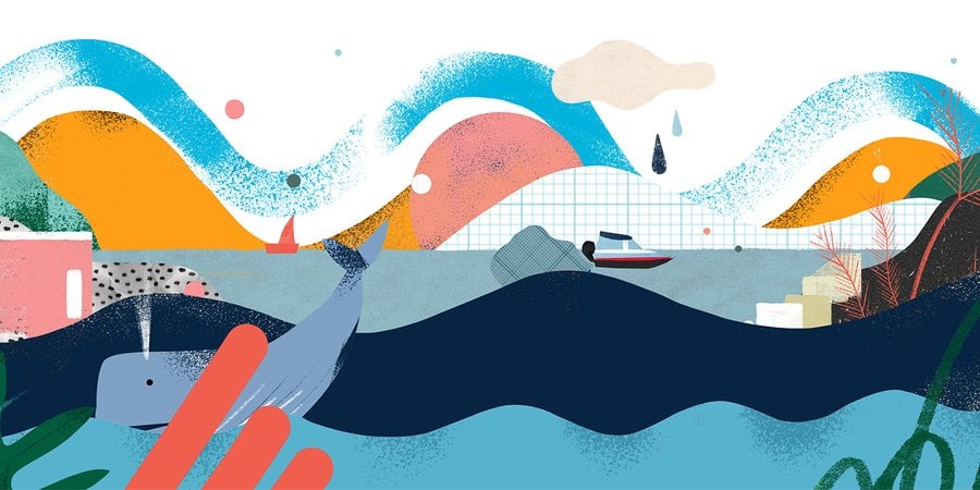 Illustration showing ocean environment