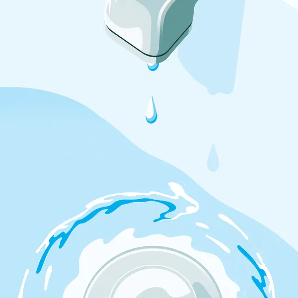 Illustration of a running faucet in a sink