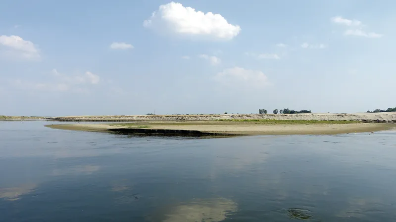 Sandy banks of river