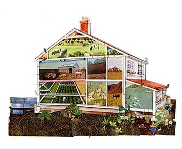 Illustration of an indoor farm