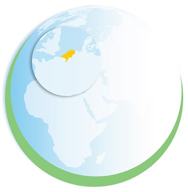 Globe with Netherlands highlighted