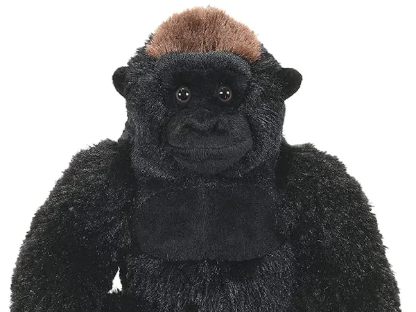 A gorilla plush against a white background