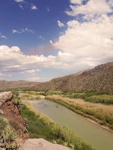 Landscape of river in grasslands