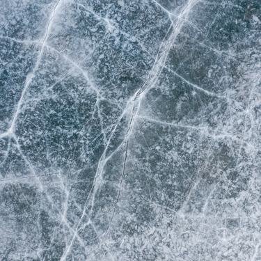 An aerial photo of ice on a lake