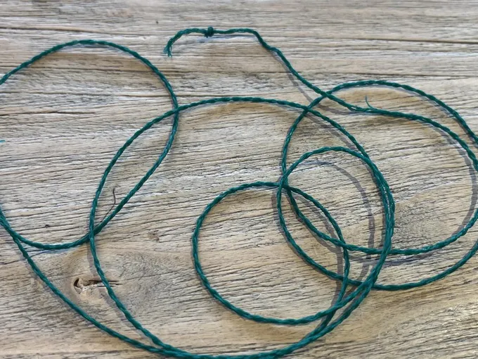 A close up of a piece of twine made from seaweed