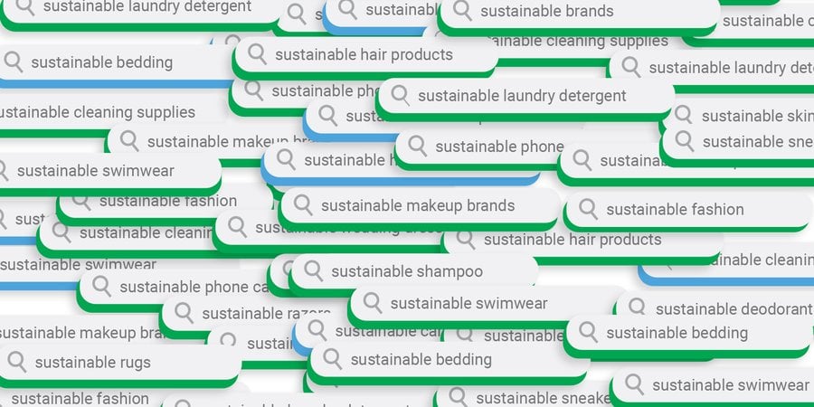 Illustration of search bar with sustainable items