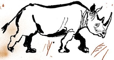 Drawing of black rhino from side