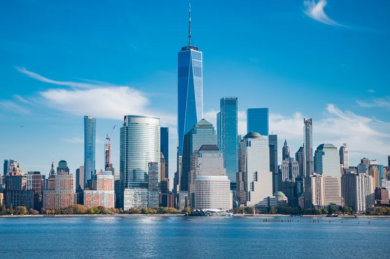 Manhattan skyline on sunny day