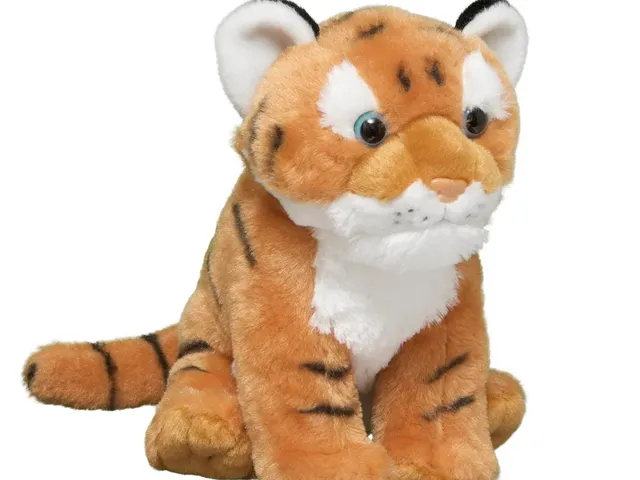 A tiger plush against a white background