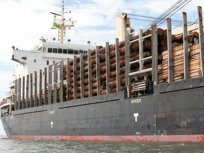 A ship with a load of timber