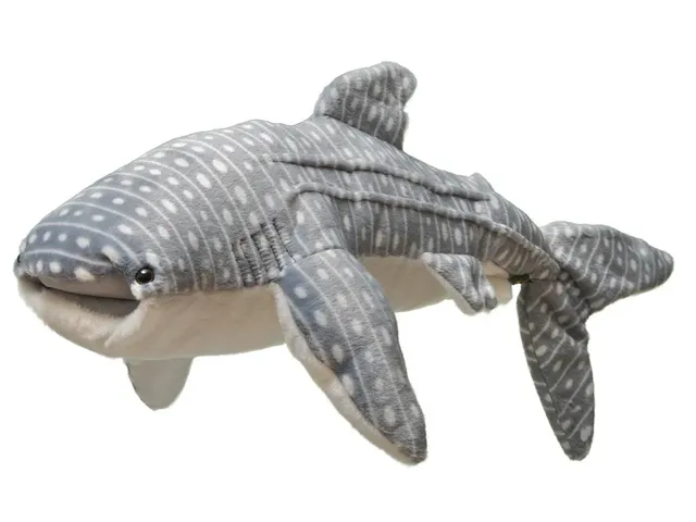 A whale shark plush against a white background