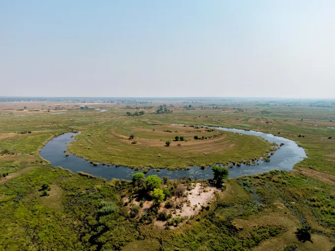 Aerial photo of river horseshoe bend