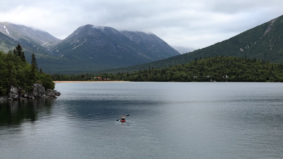 WWF staffer Alison Henry kayaks in Alaska's Pedro Bay