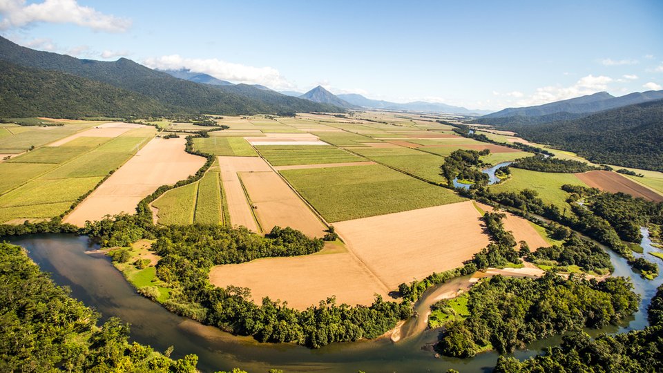 The Mulgrave River ariel view of sediment runoff