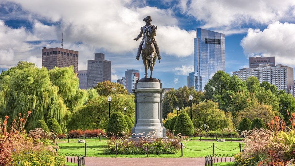 George Washington monument at Public Gardens in Boston, Massachusetts