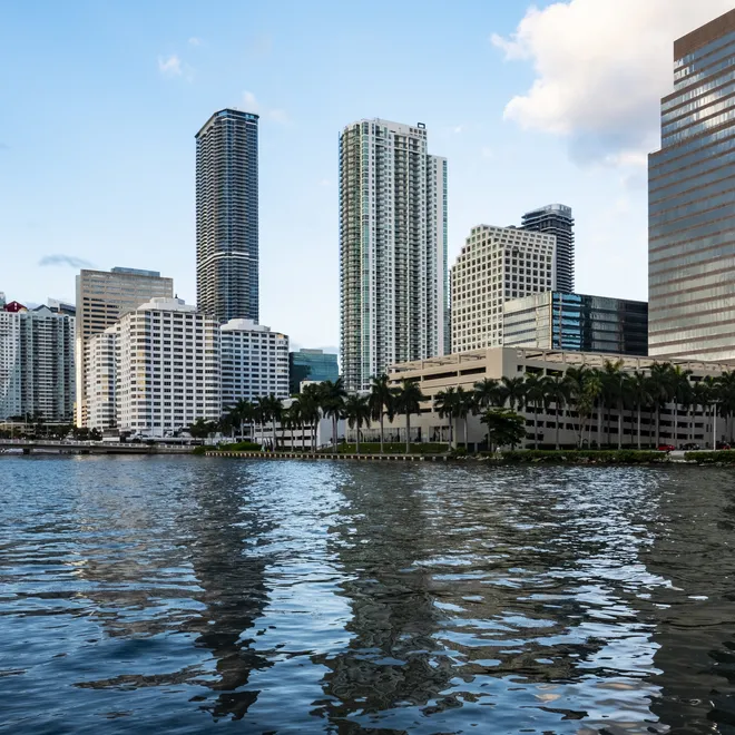 Brickell Key, Downtown Miami, which sits only a few feet above sea level