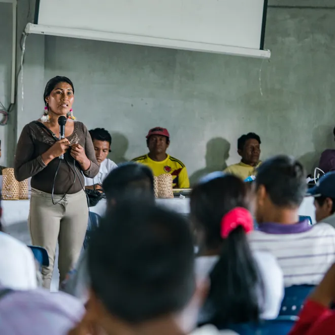 Chela Umir presents her work to the community