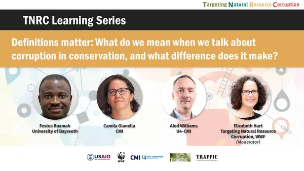 Cover image of TNRC Learning Series: Definitions Matter with portraits of Festus Boamah, Camila Gianella, Aled Williams, and Elizabeth Hart