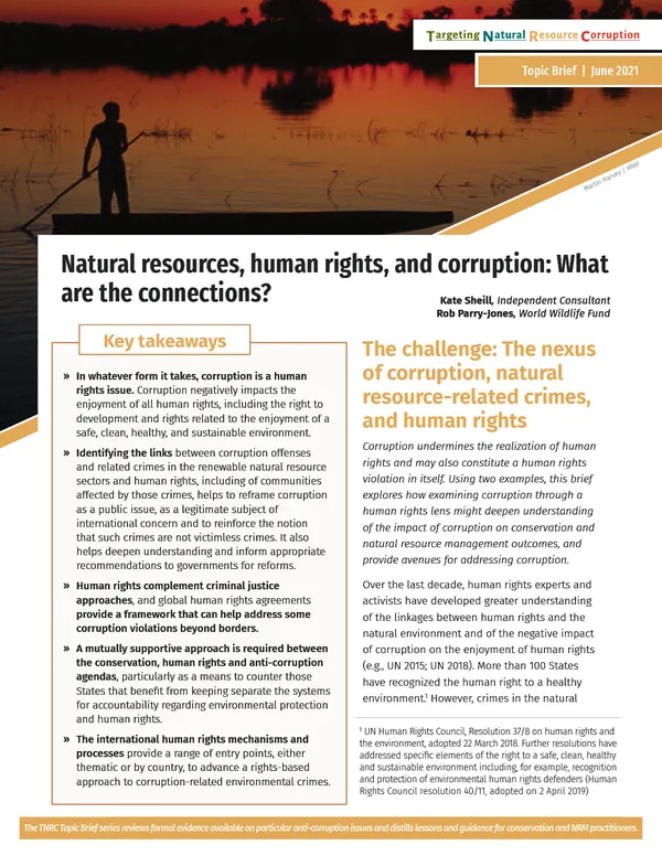A report cover showing much of the text and a banner image at the top with a person using a stick to push a boat on a body of water in dim light