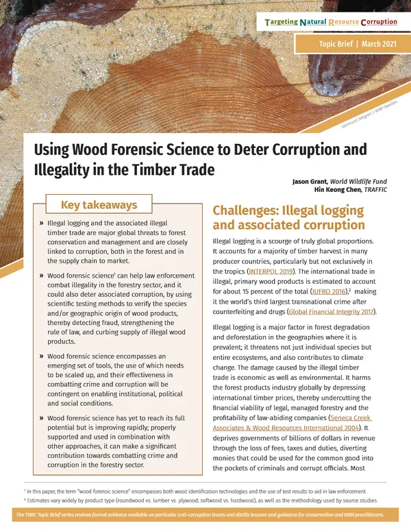 A report cover showing much of the text and a closeup of a piece of wood that has been cut