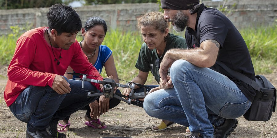 WWF providing drone training to communities. Pictured are people from the Uru-Eu-Wau-Wau territory