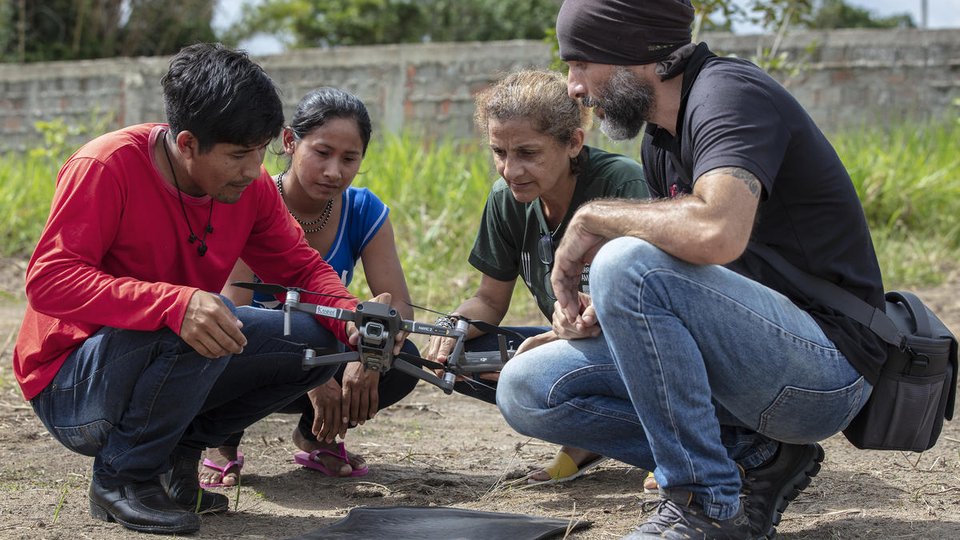 WWF providing drone training to communities. Pictured are people from the Uru-Eu-Wau-Wau territory