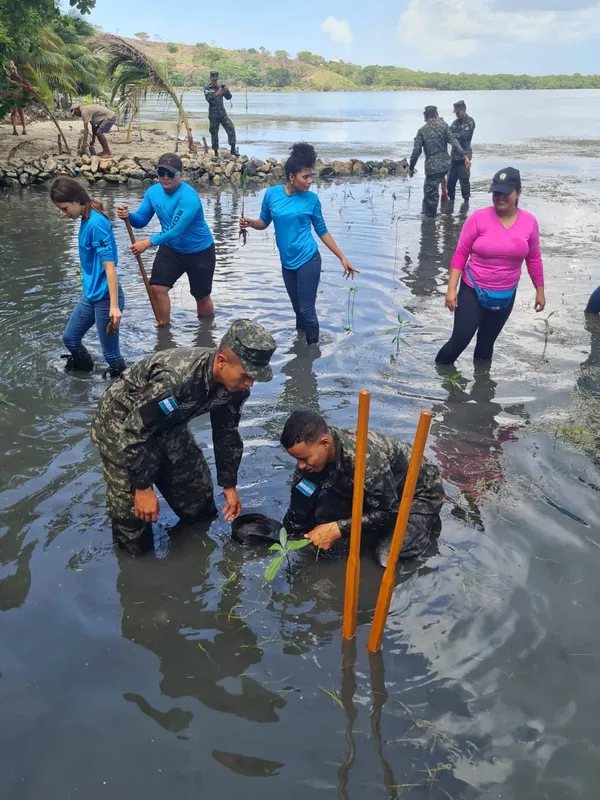 People in flooded area