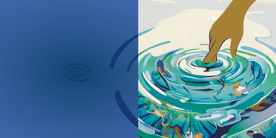 A finger makes ripples in water