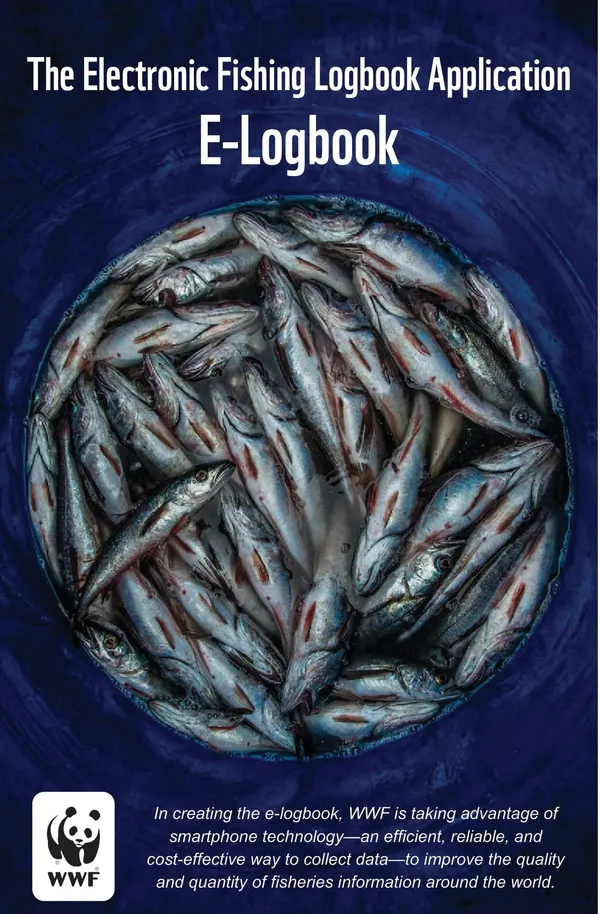 A report cover with an above view into a navy blue bucket filled with a harvest of silver fish