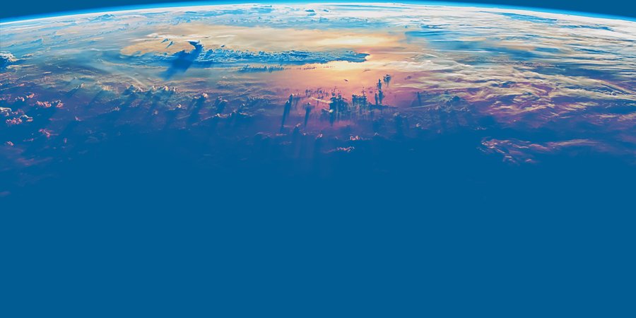 The Earth at sunrise viewed from orbit