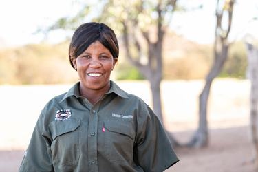 Portrait of Erlyn Touros, rhino ranger in Namibia