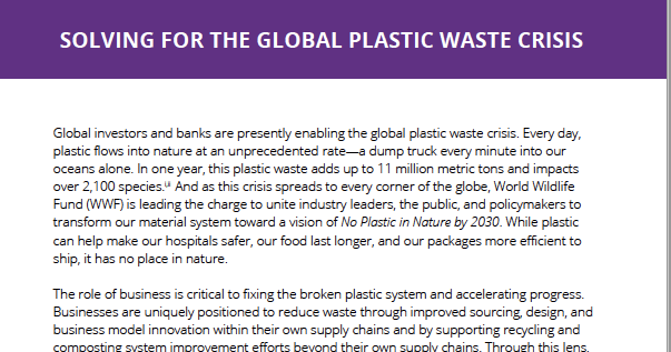 Finance Industry Call to Action: Solving for the Global Plastic Waste ...