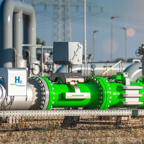 An artist's rendition of a green hydrogen pipeline