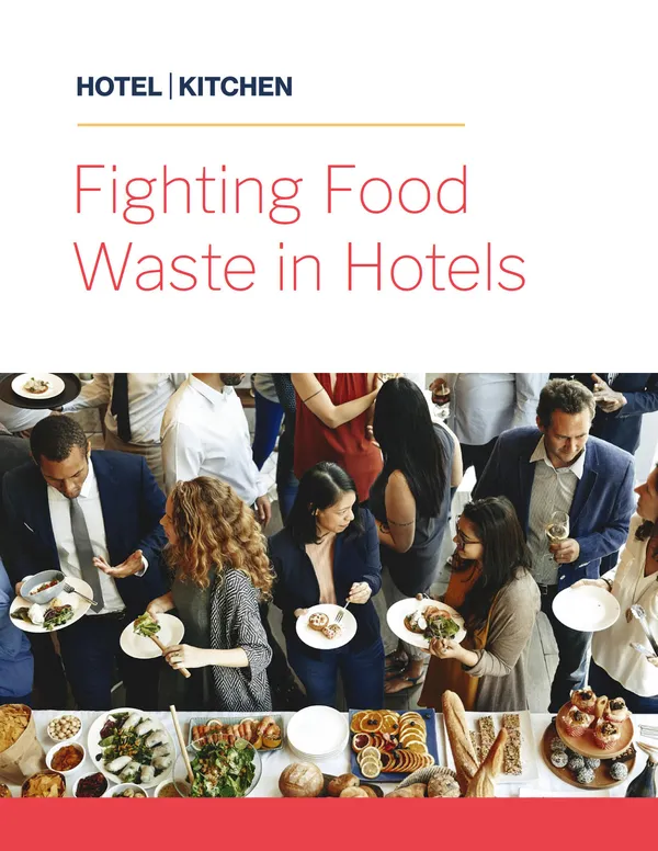 A report cover showing the title and a crowd of people in line at a buffet