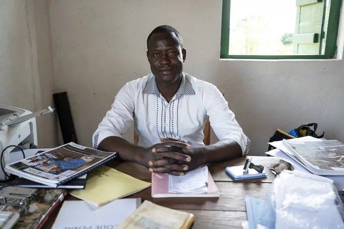 Yvon Amolet Martial, head lawyer at the Human Rights Center ("Centre Des Droits De L'Homme"), in Bayanga