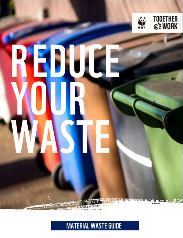"Reduce Your Waste" over photo of refuse containers