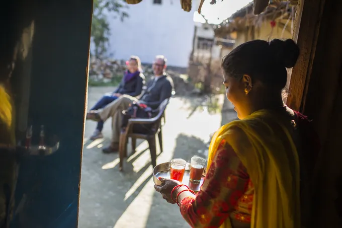 Pratiksha Chaudhary is welcoming tourist at her homestay in Dalla, close to Bardia National Park, Nepal.