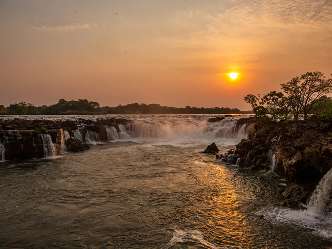 A beautiful sunset at Ngonye Falls.