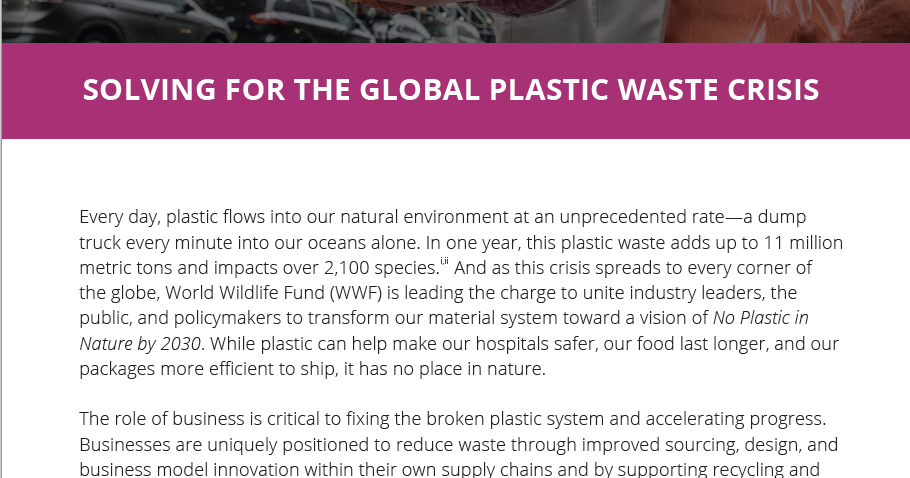 Retail Industry Call to Action: Solving for the Global Plastic Waste ...