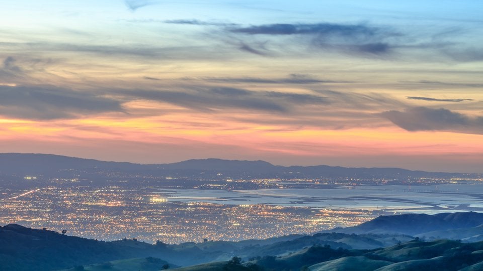 Landscape photo of city lights in valley