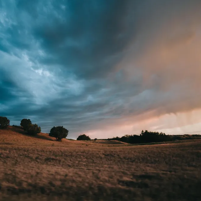 Stormy sunrise over the Badlands