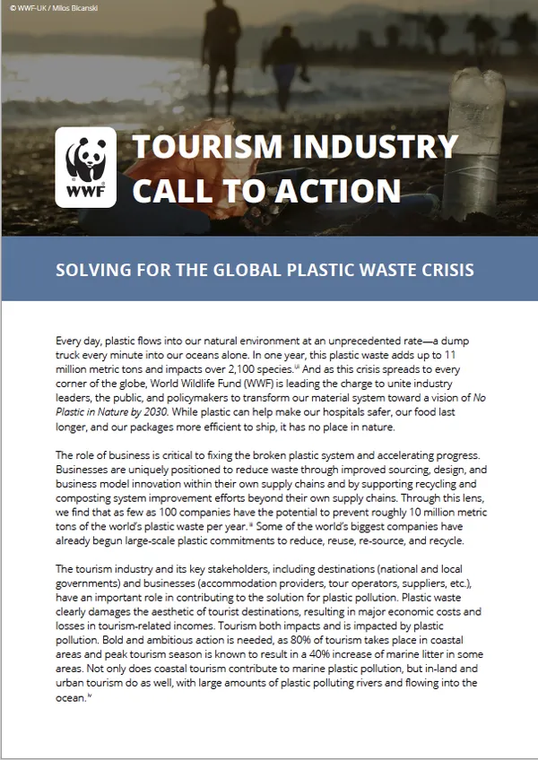Cover to 'tourism industry call to action' publication