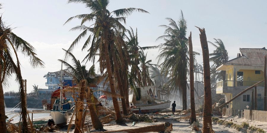 Destruction in the aftermath of a typhoon