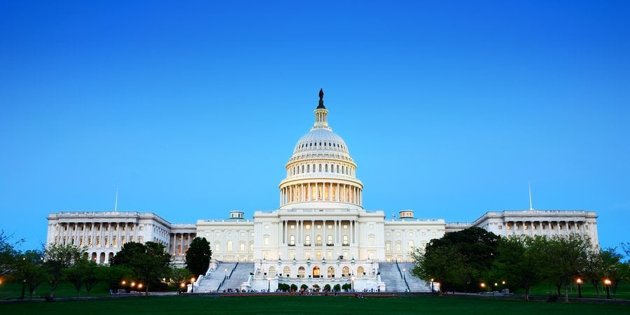 US Capitol building with blue sky above