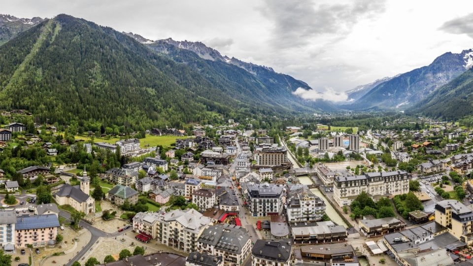 An aerial photo of Vail, Colorado.